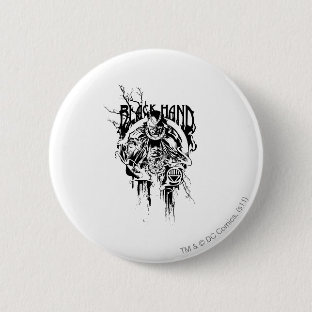 Grafische Collage der schwarze Hand0, Schwarzweiss Button (Vorderseite)