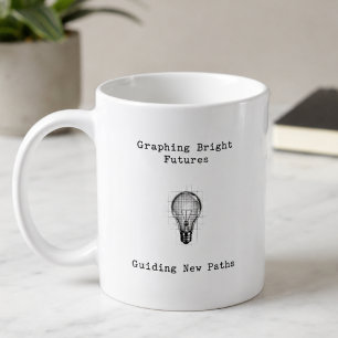 Grafische Darstellung heller Zukünfte, neue Wege w Kaffeetasse