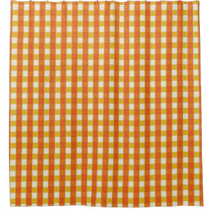 Grafische gesponnene Checkered 70er Orange Duschvorhang