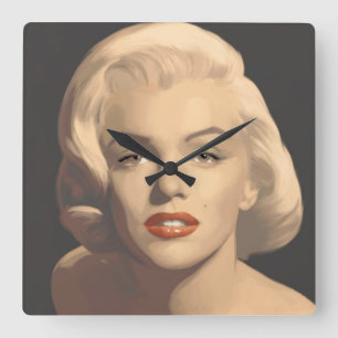 Grafische graue Marilyn Quadratische Wanduhr