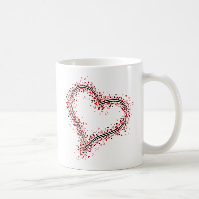 Grafische Herzform bestanden aus vielen Herzen Kaffeetasse (Rechts)