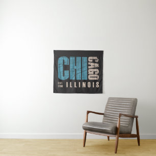 Grafische Karte Chicagos, Illinois   Wandteppich