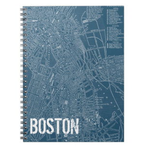 Grafische Karte von Boston Notizblock