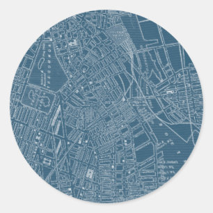 Grafische Karte von Boston Runder Aufkleber