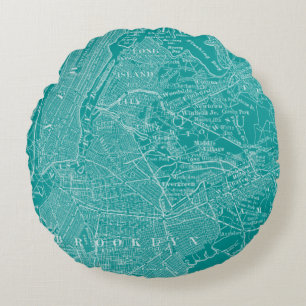 Grafische Karte von New York Rundes Kissen