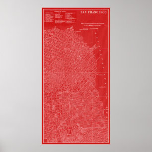 Grafische Karte von San Francisco Poster