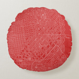 Grafische Karte von San Francisco Rundes Kissen
