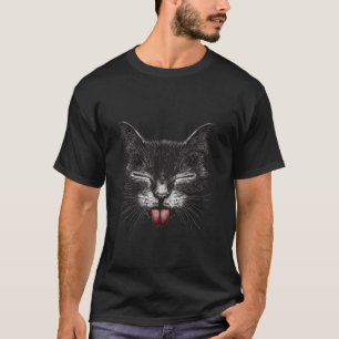 Grafische Katze mit herausgestreckter Zunge T-Shirt
