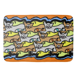 Grafische Katzen und Cartoon Badematte