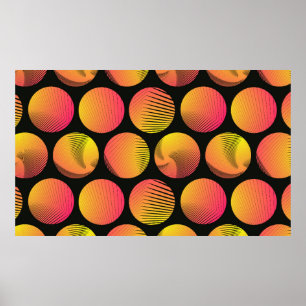grafische Kreise nahtloses Muster in Orangenfeuer Poster
