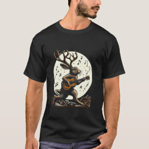 Grafische Kunst Lustiger Jackalope Gitarre spielen T-Shirt