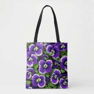 Grafische Lila Stiefmütterchen Tasche