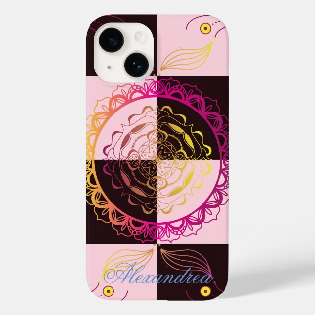 Grafische Mandala Art, Mystic Checkerboard Case-Mate iPhone 14 Hülle (Rückseite)