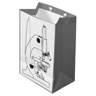 GRAFISCHE MIKROSKOPE-ILLUSTRATION IN SCHWARZ UND W MITTLERE GESCHENKTÜTE