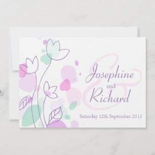 Grafische moderne Blume Blätter lila Hochzeit einl Einladung