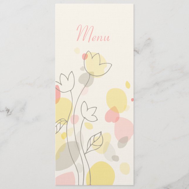 Grafische moderne Blume Blütenblätter Hochzeitsmen Menükarte (Vorderseite)