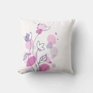 Grafische moderne Blume Blütenblattpilz, rosa Mari Kissen