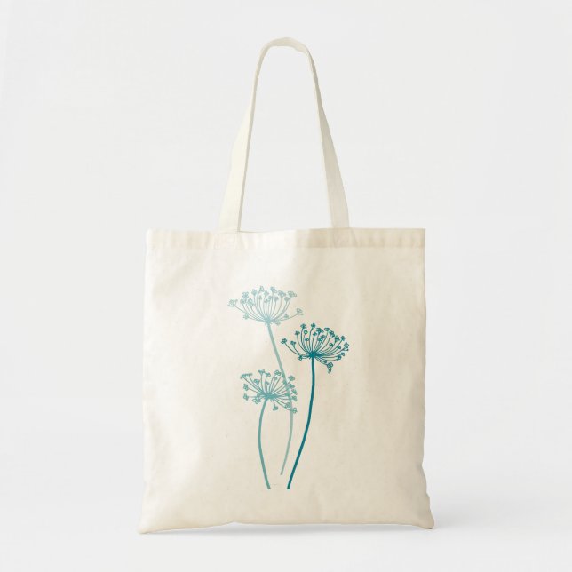 Grafische moderne Blume Kühe Petersilie aquamarine Tragetasche (Vorne)