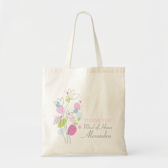 Grafische moderne Blumenhochzeits-Trauzeugintasche Tragetasche (Vorne)