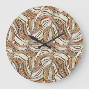 Grafische Monstera-Blätter Tropisches Design Große Wanduhr