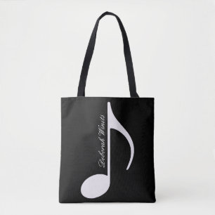 grafische musikalische Note auf schwarzen Tote-Tas Tasche