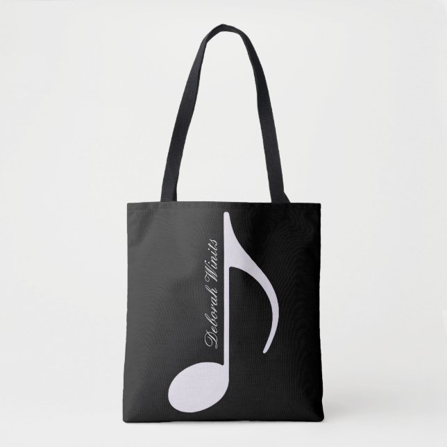 grafische musikalische Note auf schwarzen Tote-Tas Tasche (Vorderseite)