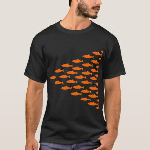 grafische orange Fische schwimmen in einem Dreieck T-Shirt