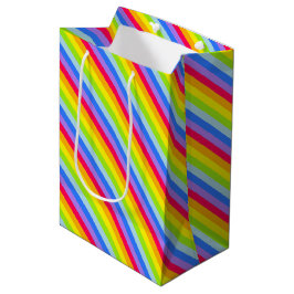 Grafische Regenbogenstreifen-Geschenktasche Mittlere Geschenktüte