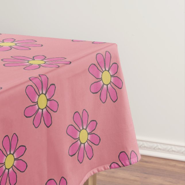 Grafische rosa Blume auf beliebiger Farbe Tischdecke (Beispiel)