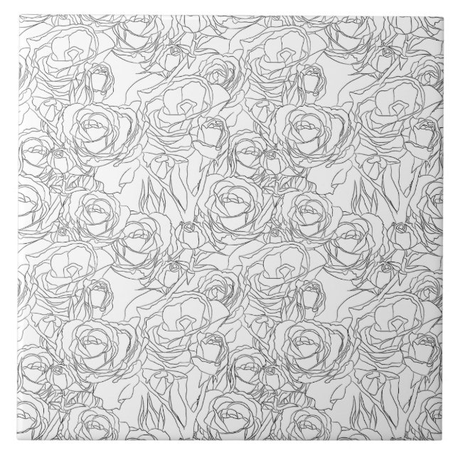 Grafische Rose Fliese (Vorderseite)