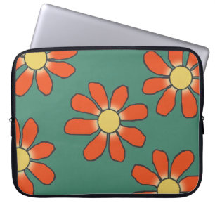 Grafische Rot-Gelbe Blumen in jeder Farbe Laptopschutzhülle