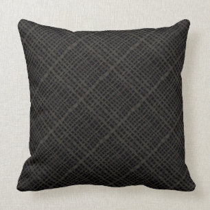 Grafische schwarze diagonale gesponnene Leinwand Kissen