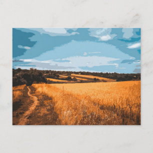 Grafische Sommerfeld-Landstraße-Ansicht Postkarte