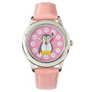 Grafische Uhr des niedlichen Penguin Kinder