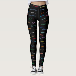 Grafische Weltstadt auf schwarz Leggings