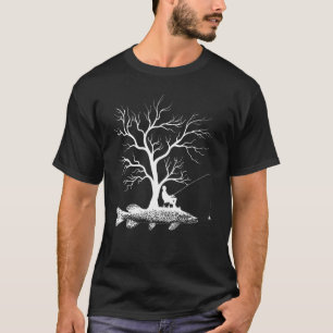 Grafischer Baum Angelrute Fisch Hecht 1 T-Shirt