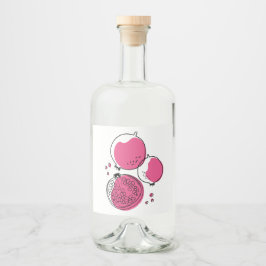 Grafischer Granatapfel. Alkoholflaschenetikett