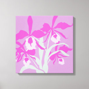 Grafischer moderner Blumenlila-Aquamarin-Orchideen Leinwanddruck