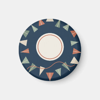 Grafischer Papiergarten in Navy und Salbei Magnet