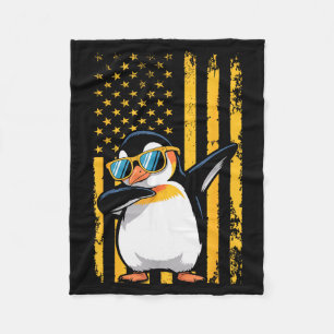Grafischer Pinguin Retro Amerikanische Flagge Lust Fleecedecke