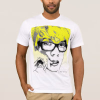 Grafischer Silhouette-Gesichts-Gelb-T - Shirt