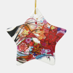 Grafischer Sparrow Keramik Ornament