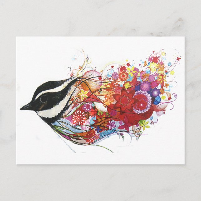 Grafischer Sparrow Postkarte (Vorderseite)