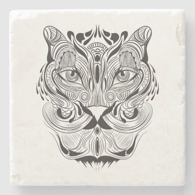 Grafischer Tiger Steinuntersetzer (Vorderseite)