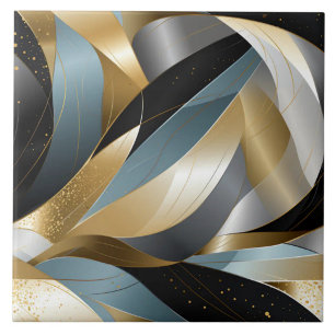 Grafischer Vektor Gold Schwarz Silber Abstrakt Fliese