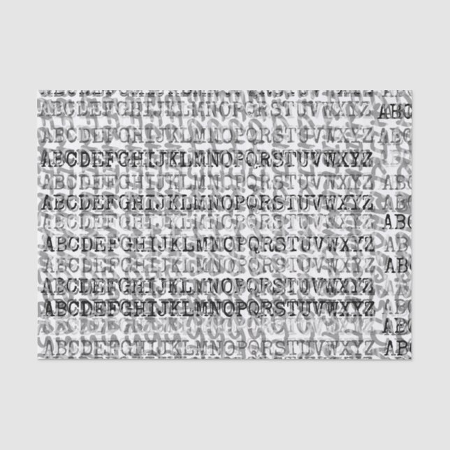 Grafisches Alphabet-Suppen-Seidenpapier Seidenpapier (Vorderseite)