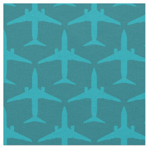 Grafisches Flugzeug im Aqua-Blau Stoff