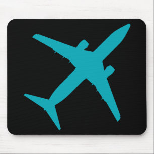 Grafisches Flugzeug in Aquablau Mousepad