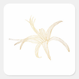 Grafisches goldenes Linienbild einer gerbera-Blume Quadratischer Aufkleber