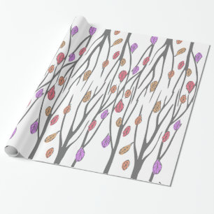 Grafisches Herbst-Herbstlaub- und -baummuster Geschenkpapier